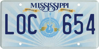 MS license plate LOC654