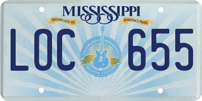MS license plate LOC655