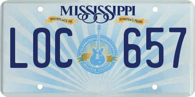 MS license plate LOC657