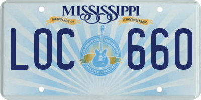 MS license plate LOC660