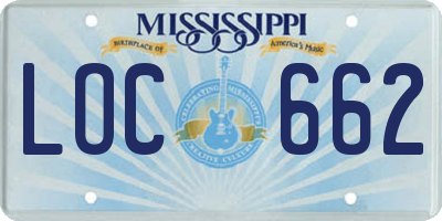 MS license plate LOC662