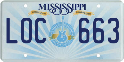 MS license plate LOC663