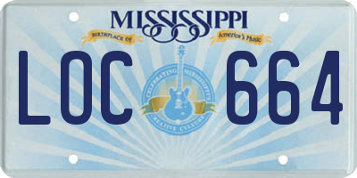 MS license plate LOC664