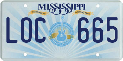 MS license plate LOC665