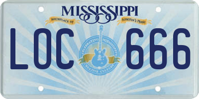 MS license plate LOC666