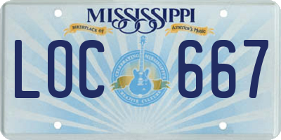 MS license plate LOC667