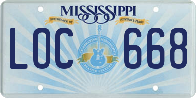 MS license plate LOC668