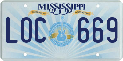 MS license plate LOC669