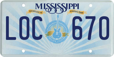 MS license plate LOC670