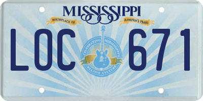 MS license plate LOC671