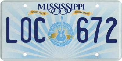 MS license plate LOC672