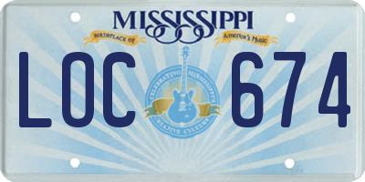 MS license plate LOC674