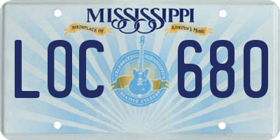 MS license plate LOC680