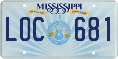 MS license plate LOC681
