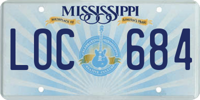 MS license plate LOC684