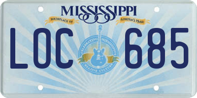MS license plate LOC685