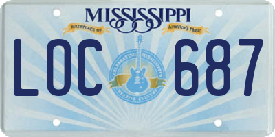 MS license plate LOC687
