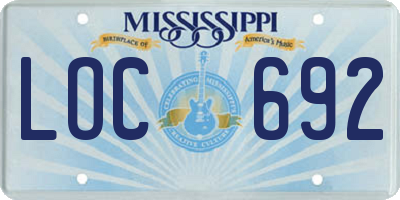 MS license plate LOC692