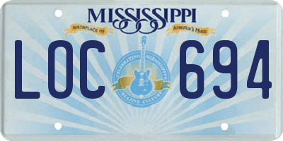 MS license plate LOC694