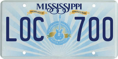 MS license plate LOC700