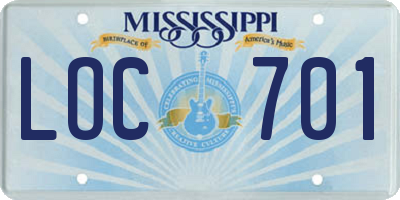 MS license plate LOC701