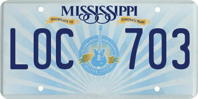MS license plate LOC703