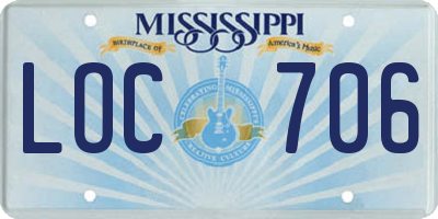 MS license plate LOC706