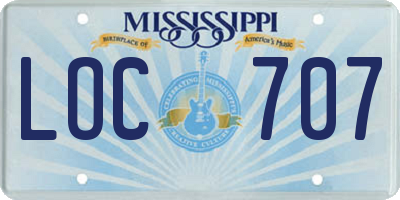 MS license plate LOC707