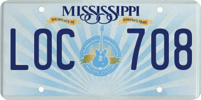 MS license plate LOC708