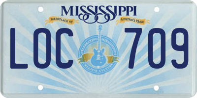 MS license plate LOC709
