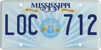 MS license plate LOC712