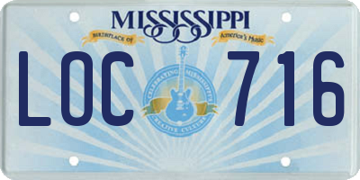 MS license plate LOC716