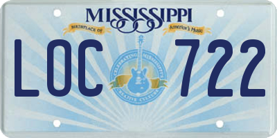 MS license plate LOC722