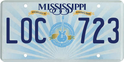 MS license plate LOC723