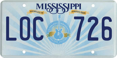 MS license plate LOC726