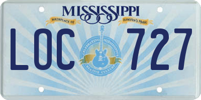 MS license plate LOC727