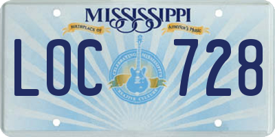 MS license plate LOC728