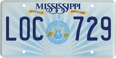 MS license plate LOC729
