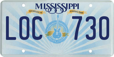 MS license plate LOC730