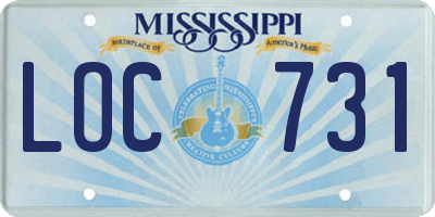 MS license plate LOC731