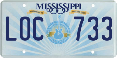 MS license plate LOC733