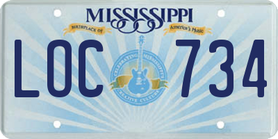 MS license plate LOC734