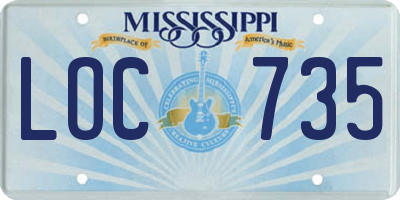 MS license plate LOC735