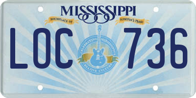 MS license plate LOC736