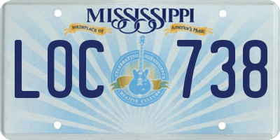 MS license plate LOC738