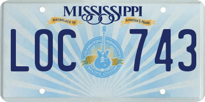 MS license plate LOC743