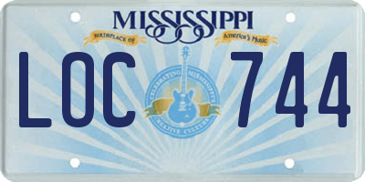 MS license plate LOC744