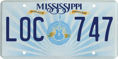 MS license plate LOC747