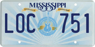 MS license plate LOC751