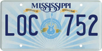 MS license plate LOC752